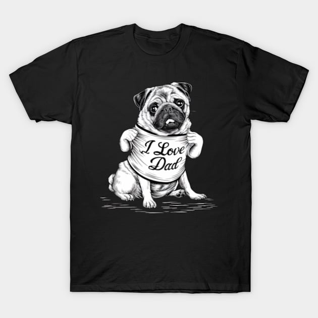 Generate a hand drawn vector design Pug.Happy fathers day (10) T-Shirt by YolandaRoberts